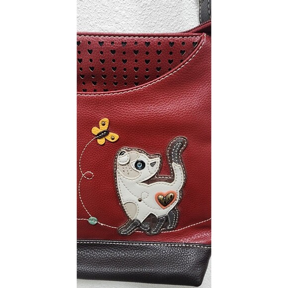 NWOT CHALA BURGUNDY SLIM CAT SWEET MESSENGER CROSSBODY TOTE PURSE FAUX LEATHER - Picture 4 of 6